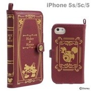 iPhone5シリーズ Old Book Case ミッキー＆ミニー [iPhone 5s/5/5c用 ディズニー洋書風ケース バーガンディ]