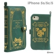 iPhone5シリーズ Old Book Case ミッキー＆ミニー [iPhone 5s/5/5c用 ディズニー洋書風ケース モスグリーン]