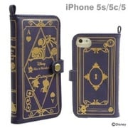 iPhone5シリーズ Old Book Case アリス [iPhone 5s/5/5c用 ディズニー洋書風ケース ネイビー]
