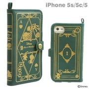 iPhone5シリーズ Old Book Case アリス [iPhone 5s/5/5c用 ディズニー洋書風ケース モスグリーン]