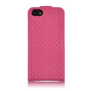 SW-LT1203-PK [Leather Case 本革二つ折り縦開きブロックウェーブ(iPhone5C用) ピンク]