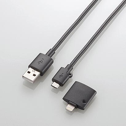 Lightningコネクタ付USBケーブル/Lightning+microUSB/1.2m/ブラック LHC-AMBLAD12BK