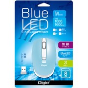 無線3ボタン BLUE LEDマウス ライトブルー MUS-RKT98LB