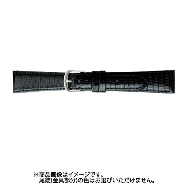 BT0020A-N [時計バンド バンビ リザード（トカゲ） 半へり返し バンド幅16mm 黒]
