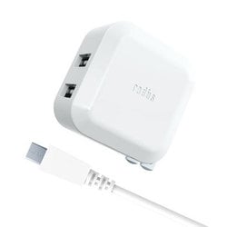 USB AC充電器 最大出力2.4A USB-A×2 microUSBケーブル 1.0m ホワイト RK-ADA01W