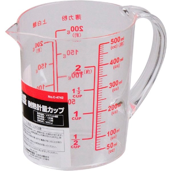ENJOY KITCHEN 大きい目盛耐熱計量カップ500ml C-4742