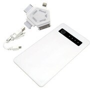 RM-2500WH 5s/5c対応 4in1コネクタ&microUSB充電ケーブル付 超薄型ポータブル充電器 4000mAh ホワイト