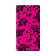 SO-04E-YCM2P0414-78 [オリジナルデザイン docomo SO-04E Xperia A ケース (ブラックローズ ピンクパターン)]