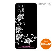 iPhone5s-YCM2P0416-78 [オリジナルデザイン apple iPhone5s アイフォン5s ケース (ホワイトローズ ブラックパターン)]