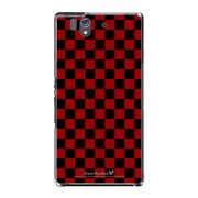 SO-02E-YCM2P0352-78 [オリジナルデザイン docomo SO-02E Xperia Z ケース (レッド & ブラック 市松柄)]