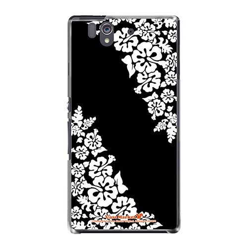 SO-02E-YCM2P0378-78 [オリジナルデザイン docomo SO-02E Xperia Z ケース (モノクロームハイビスカス)]