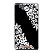 SO-02E-YCM2P0378-78 [オリジナルデザイン docomo SO-02E Xperia Z ケース (モノクロームハイビスカス)]