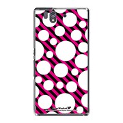 SO-02E-YCM2P0412-78 [オリジナルデザイン docomo SO-02E Xperia Z ケース (ピンク ストライプ & ランダムドット)]