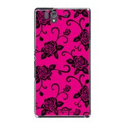 SO-02E-YCM2P0414-78 [オリジナルデザイン docomo SO-02E Xperia Z ケース (ブラックローズ ピンクパターン)]