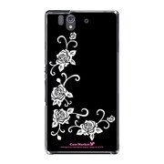 SO-02E-YCM2P0416-78 [オリジナルデザイン docomo SO-02E Xperia Z ケース (ホワイトローズ ブラックパターン)]