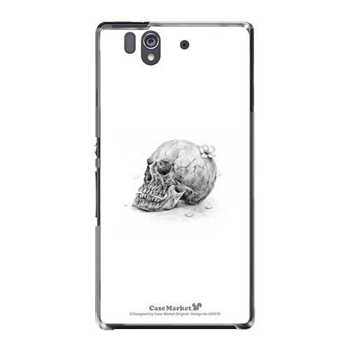 SO-02E-YCM2P0456-78 [オリジナルデザイン docomo SO-02E Xperia Z ケース (スカルヘッドフラワー ホワイトプレート)]