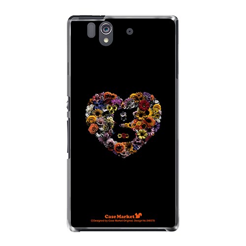 SO-02E-YCM2P0465-78 [オリジナルデザイン docomo SO-02E Xperia Z ケース (Lovegram Flower Heart Black)]