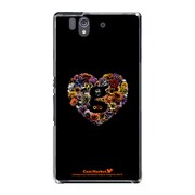 SO-02E-YCM2P0465-78 [オリジナルデザイン docomo SO-02E Xperia Z ケース (Lovegram Flower Heart Black)]