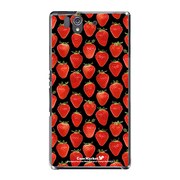 SO-02E-YCM2P0558-78 [オリジナルデザイン docomo SO-02E Xperia Z ケース (ストロベリー パターン ブラックプレート)]