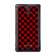 SOL22-YCM2P0352-78 [オリジナルデザイン au SOL22 Xperia UL ケース (レッド & ブラック 市松柄)]
