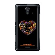 SOL22-YCM2P0465-78 [オリジナルデザイン au SOL22 Xperia UL ケース (Lovegram Flower Heart Black)]