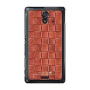 SOL22-YCM2P0521-78 [オリジナルデザイン au SOL22 Xperia UL ケース (クロスレザー パターン レッド)]