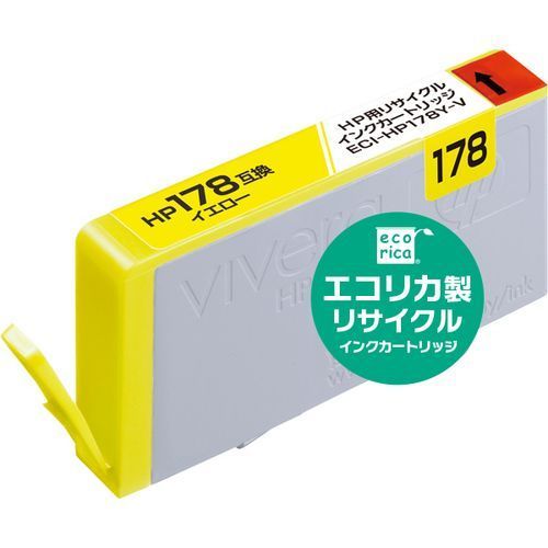 互換リサイクルインクカートリッジ HP CB320HJ イエロー（染料） ECI-HP178Y-V