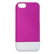 OWL-CVIP29(PW)　 [iPhone5C用 kuboq　シェルタイプ合皮カバー ピンク/ホワイト]