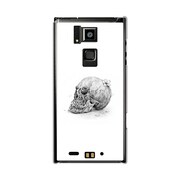オリジナルデザイン SoftBank 101F ARROWS A ケース 【スカルヘッドフラワー ホワイトプレート】 101F-YCM2P0456-78