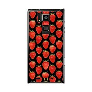 オリジナルデザイン SoftBank 101F ARROWS A ケース 【ストロベリー パターン ブラックプレート】 101F-YCM2P0558-78