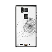 オリジナルデザイン SoftBank 101F ARROWS A ケース 【フェイク クラッシュ ガラス ホワイト しょぼーん(´・ω・`)】 101F-YCM2P0594-78