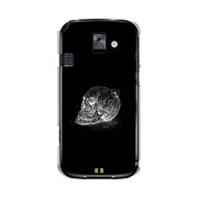 オリジナルデザイン docomo F-08E らくらくスマートフォン2 ケース 【スカルヘッドフラワー ブラックプレート】 F-08E-YCM2P0457-78