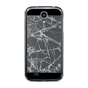 オリジナルデザイン docomo SC-04E GALAXY S4 ケース 【フェイク クラッシュ ガラス ブラック しょぼーん(´・ω・`)】 SC-04E-YCM2P0593-78