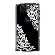 オリジナルデザイン docomo F-02E ARROWS X ケース 【モノクロームハイビスカス】 F-02E-YCM2P0378-78