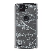 オリジナルデザイン docomo F-02E ARROWS X ケース 【フェイク クラッシュ ガラス ブラック しょぼーん(´・ω・`)】 F-02E-YCM2P0593-78