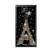オリジナルデザイン docomo T-02D REGZA Phone ケース 【エッフェル塔コレクション ブラック & ゴールド】 T-02D-YCM2P0003-78
