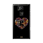 オリジナルデザイン docomo T-02D REGZA Phone ケース 【Lovegram Flower Heart Black】 T-02D-YCM2P0465-78