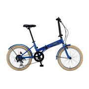 折りたたみ自転車 20型 外装6段変速 ブルー FDB206