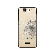 SO-05D-YCM2P0595-78 [オリジナルデザイン docomo SO-05D Xperia SX ケース 【フェイク クラッシュ ガラス ゴールド しょぼーん(´・ω・`)】]