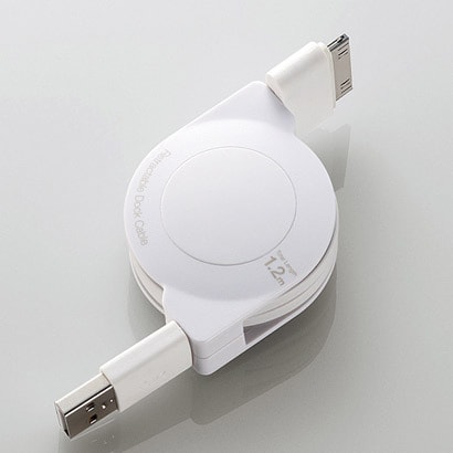 DOCKケーブル/MFI認証/巻取/AV/1.2m/ホワイト LHC-UADRLO12WH