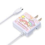 micro USB用AC充電器リトルツインスターズ着ぐるみホワイト PG-LTSAC074WH