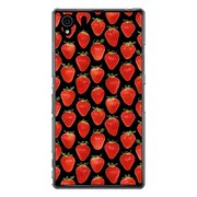 SO-01F-YCM2P0558-78 [オリジナルデザイン docomo SO-01F Xperia Z1 ケース 【ストロベリー パターン ブラックプレート】]