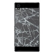 SO-01F-YCM2P0593-78 [オリジナルデザイン docomo SO-01F Xperia Z1 ケース 【フェイク クラッシュ ガラス ブラック しょぼーん(´・ω・`)】]
