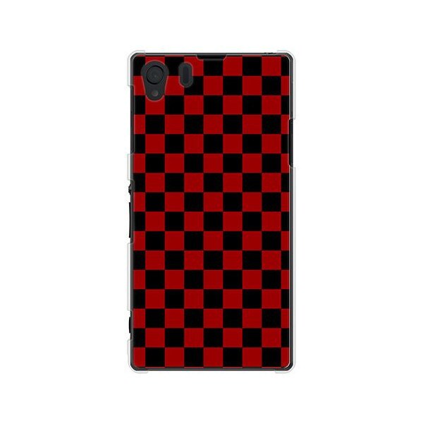 SOL23-YCM2P0352-78 [オリジナルデザイン au SOL23 Xperia Z1 ケース 【レッド & ブラック 市松柄】]