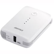 スマートフォン/タブレット用モバイルバッテリー 5200mAhタイプ USB出力:2ポート 最大合計:2.1A MFi認証 ホワイト BSMPB06WH