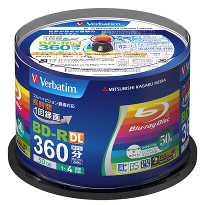 BD-R(Video) <片面2層> 1回録画用 260分 1-4倍速 50枚スピンドルケース VBR260YP50V2