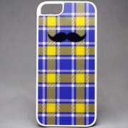 MINIOPAL CASE 20161 [iPhone5/5S用 背面カバータイプ ちょび髭ストライプシリーズ プラスチック ブルー×イエロー]