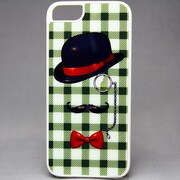 MINIOPAL CASE 20215 [iPhone5/5S用 背面カバータイプ ちょび髭ストライプシリーズ プラスチック グリーン×ちょび髭男爵]