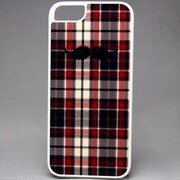 MINIOPAL CASE 20345 [iPhone5/5S用 背面カバータイプ ちょび髭ストライプシリーズ プラスチック ブラック×レッド]