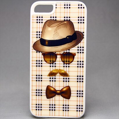 MINIOPAL CASE 20482 [iPhone5/5S用 背面カバータイプ ちょび髭男爵ストライプシリーズ プラスチック ブラウン×ちょび髭男爵]